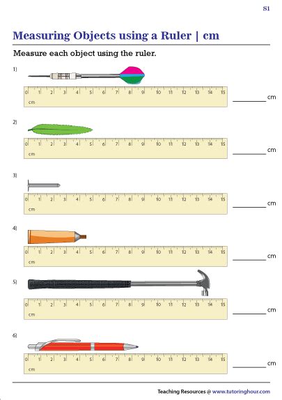 Measuring Objects Using A Ruler In Centimeters Worksheets Measurement