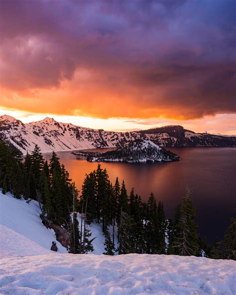 Firey Sunset Over Crater Lake Oregon Oc 4000x5000 Ig Imanor R