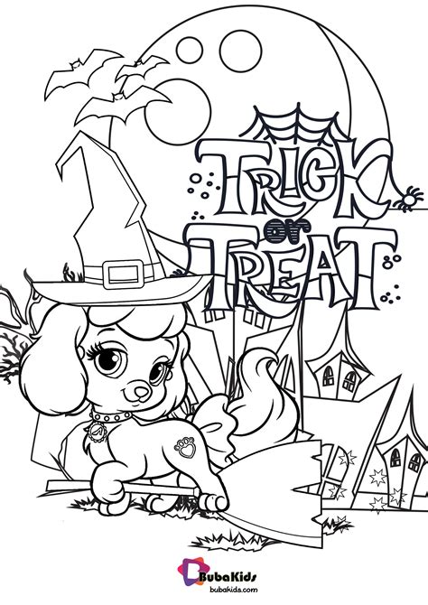 Cute Dog Happy Halloween Trick Or Treat Coloring Page coloringpage