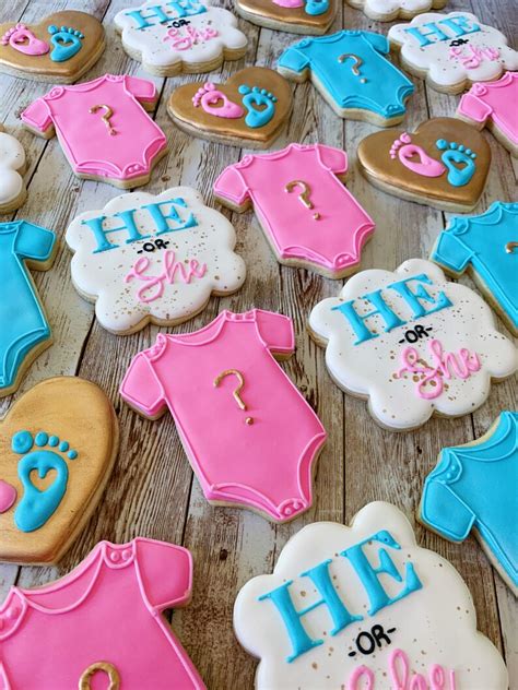 1 Dozen Gender Reveal Cookies Decorated Sugar Cookies Custom Etsy