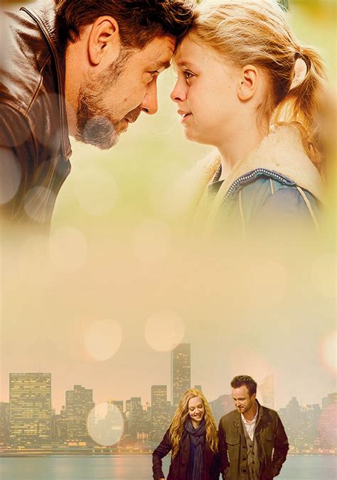 a movie poster with two people standing next to each other in front of a cityscape