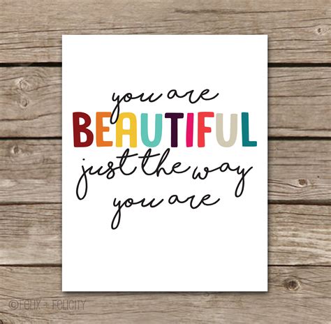 printable quote you are beautiful just the way you are etsy