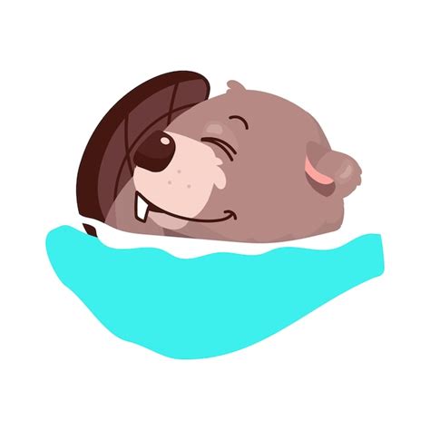 Premium Vector Cute Beaver Embracing Tail And Sleeping Semi Flat