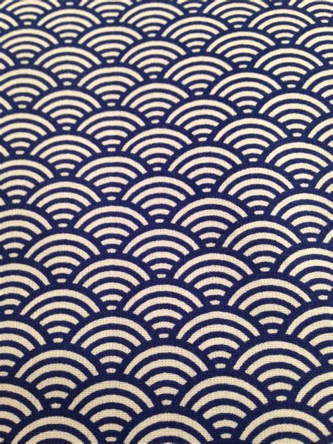 50x80 Tissu à Motif Japonais Seigaiha Vagues Bleu 100 Coton Tissus