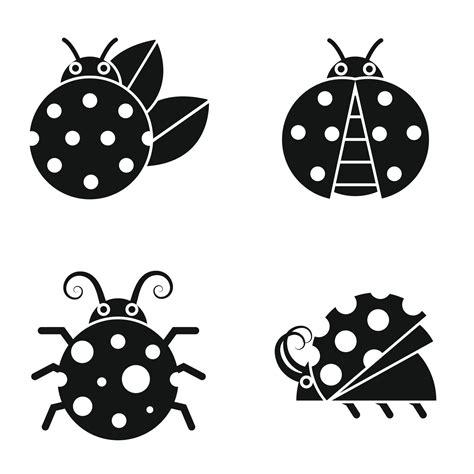 Black Silhouette Ladybugs On White Background By Microvector