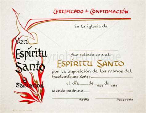 Spanish Confirmation Certificate Renovar Designs