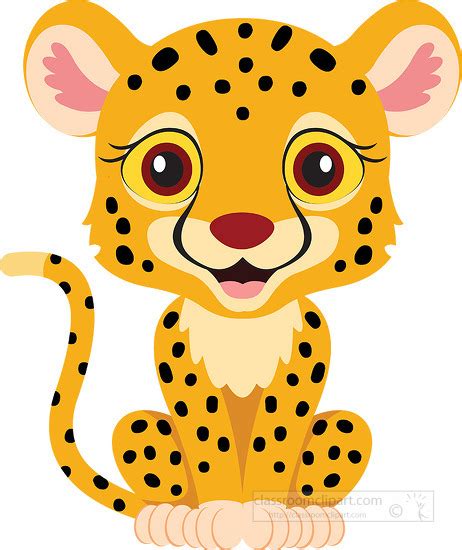 Cheetah Clipart Cute Cartoon Smiling Baby Cheetah Clipart