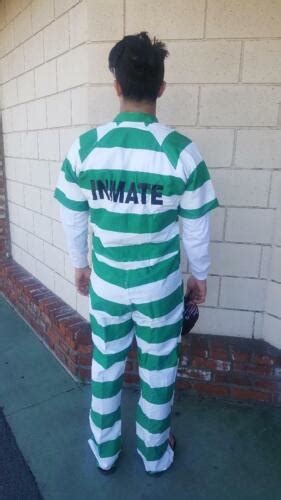 Jail Prison Penitentiary Inmate Jumpsuit Clothing Green And White Stripe