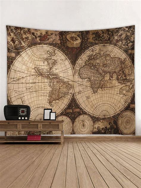 Vintage Map Print Wall Tapestry Hanging Decor Wall Prints Wall