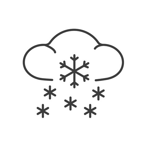 Winter Snowfall Linear Icon Cloud And Snowflakes Thin Line