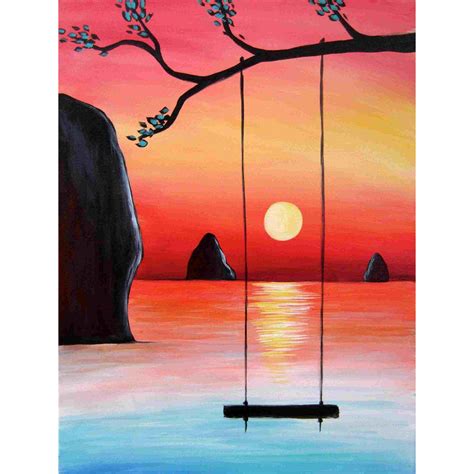 Sunset Beach Swing 5d Diamond Painting Five