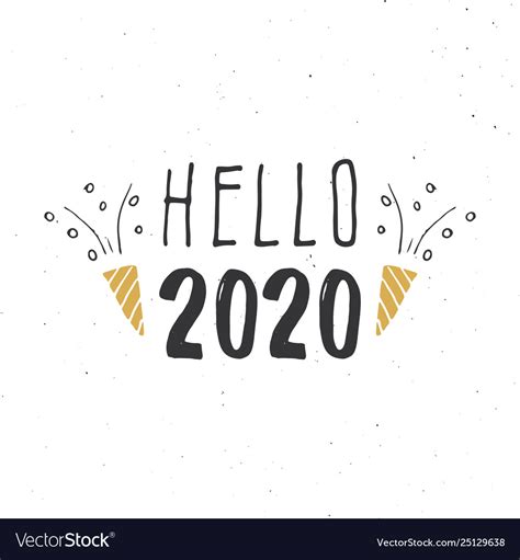 New Year Greeting Card Hello 2020 Typographic Vector Image
