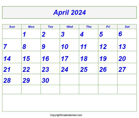 Printable April 2024 Calendar Template With Holidays And Notes