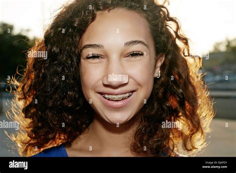 Mixed Race Girl Smiling Stock Photo Alamy