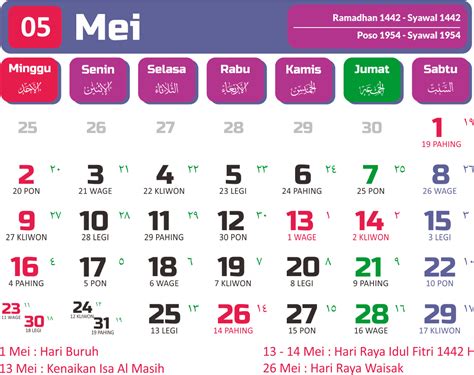 Kalender 2021 Bulan Mei Lengkap Lengkip Pisbon™ Autotech©