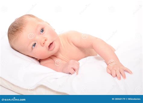 Baby Laying On Side Stock Image Image Of Whitebackground 28060179