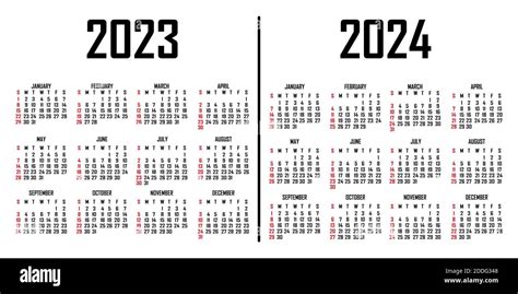 Calendrier 2023 2024 La Semaine Commence Le Dimanche Modèle De