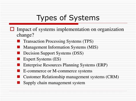 Different Types Of System