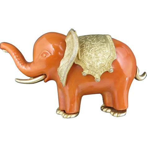 Elephant Pin Large Plastic Brooch Metal Trim Elephant Pin Elephant
