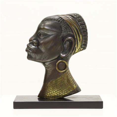 Mid Century Bronze Sculpture Of African Woman 1950s 108235