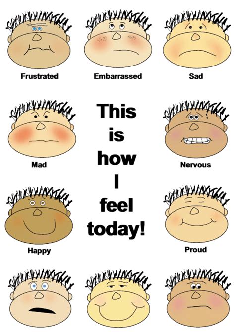 Feelings Chart For Preschool