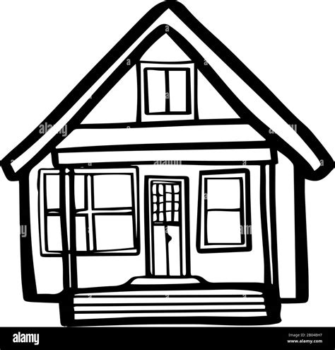 cute house in hand drawn doodle style isolated on white background vector outline stock