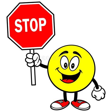 ✓ kommerzielle nutzung gratis ✓ erstklassige bilder. Emoticon mit Stoppschild vektor abbildung. Illustration ...