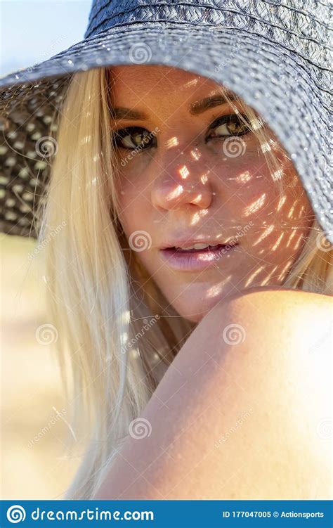 Gorgeous Young Coed Model Enjoying The Warm Weather In The Desert Stock