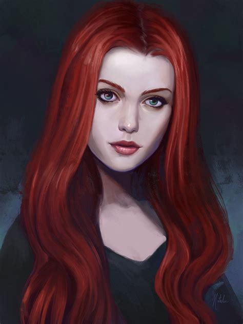 Artstation Red Natalie Bernard Redhead Art Fantasy Girl Fantasy