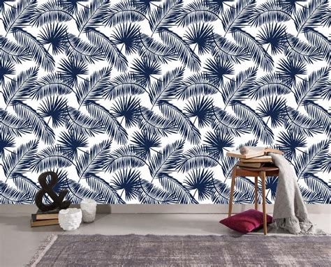 Tropical Palm Leaf Removable Wallpaper Peel And Stick Mural Etsy