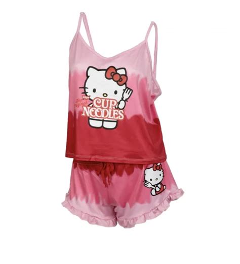 Hello Kitty Sanrio X Nissin Cup Noodles Pink Andred Pajamas Lounge Set Sz L Nwt 17 99 Picclick