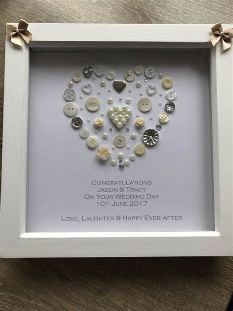 Button Art Designed Heart Personalised Wedding Giftbride And Etsy