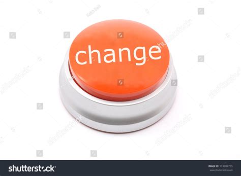 Large Red Push Change Button Photographed Stock Photo 113704765