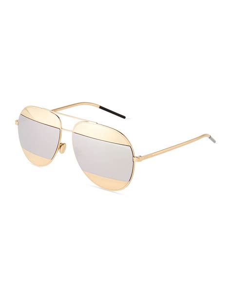 Dior Diorsplit Two Tone Metallic Aviator Sunglasses Neiman Marcus