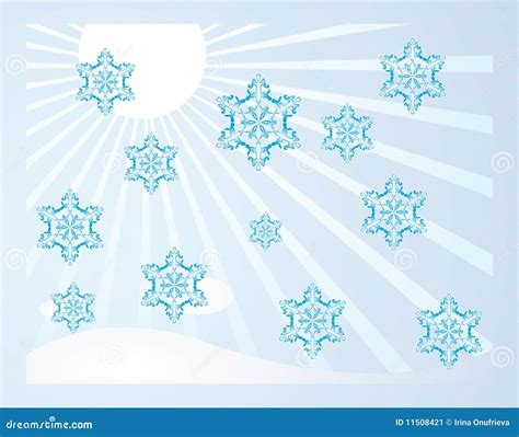 Falling Snowflakes In The Sun Stock Vector Illustration Of Background