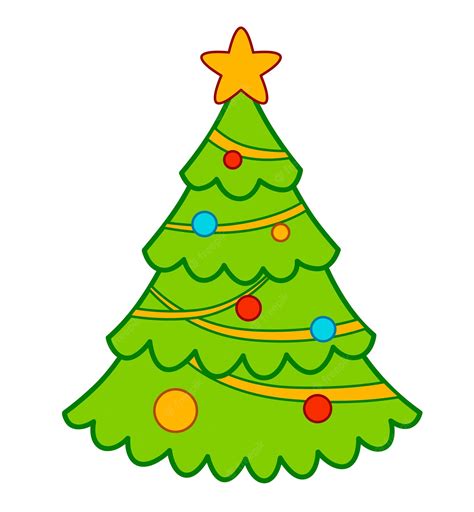 Clip Art De Desenhos Animados De Natal Ilustração Vetorial De árvore De Natal Vetor Premium