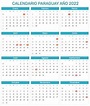 Calendario de Paraguay año 2022 con días festivos. Calendario para ...