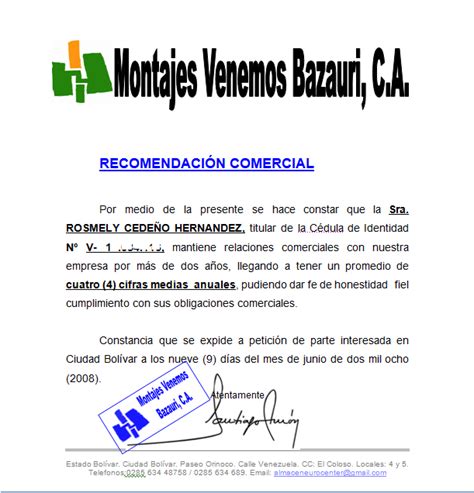 Formatos Legales Formato Y 8 Modelo Referencia Comercial Descargar