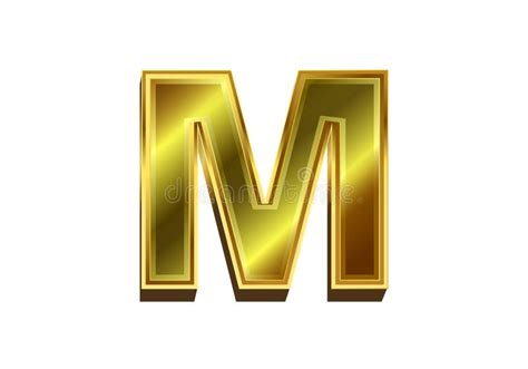 3d Golden Letter M Luxury Gold Alphabet On White Background Stock
