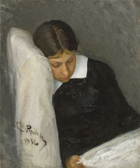 Ilya Repin 1844 1930 Portrait Of Vera Repina The Artist S Wife Reading Christie S