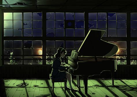 1360x768px Free Download Hd Wallpaper Anime Girl Playing Piano
