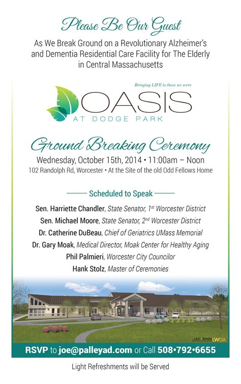Invitation to Ground Breaking Ceremony - The Oasis at Dodge Park