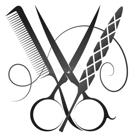 Scissors Comb And Crown Symbol Stock Illustration Illustration Of