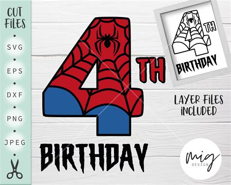4th Birthday Spiderman Svg Spiderman Birthday Svg Four - Etsy