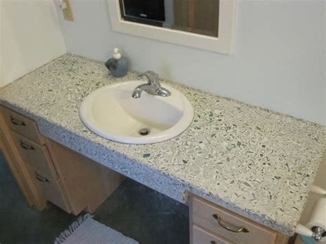 A durable, clear epoxy coating lets the glass. BrainRight - Cottage Bath Countertop - DIY concrete and ...
