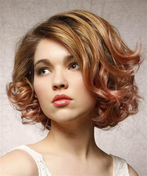 Short Curly Formal Hairstyle Strawberry Brunette Hair Color