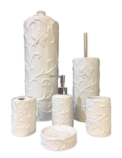 Gloss White Ceramic Bathroom Accessories Set Toilet Brush