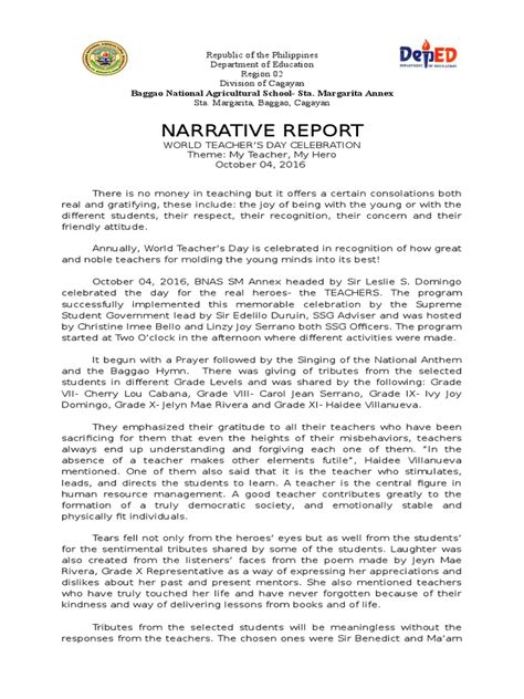 Narrative Report Docx Narrative Report In Work Immersion The Word