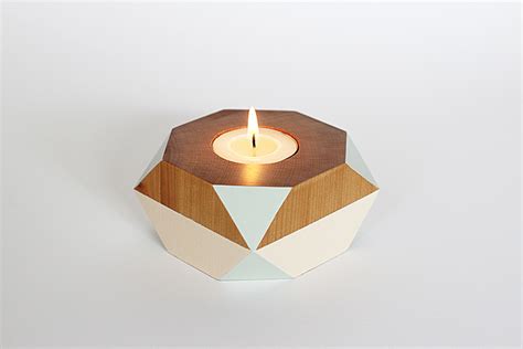 Geometric Wooden Candle Holder Felt