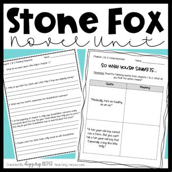 Here are 9 reading strategies for quick comprehension. Stone Fox NOVEL UNIT Reading Comprehension Activities in ...